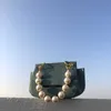 Leder echtes Damenbeutel kleiner Design Handtasche Mode Pendler Perlenkette Crossbody Cowhide