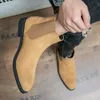 Men Point Toe Slip On Leisure Camel Outdoor Faux Suede Boots