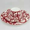 Bone China Dinner Plate Spanish Red Grid Dish Art Design Plate Dinnerware Sets 201217 268P