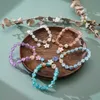 Wedding Bracelets Sweet Moonstone Flower Bracelet For Women Korean Colorful Crystal Beaded Elastic Rope Bracelets Girl Party Wedding Jewelry Gifts