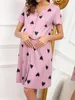 Moderskapsklänningar gravida kvinnors hem pyjamas rosa pyjamas korta ärm kjolar klänningar t240509