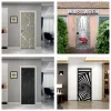 Autocollants mode noir blanc porte autocollants auto-adadhésive 3d amovible de porte peint pour la chambre de réfrigérateur.