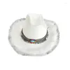 Berets Women Cowboy Hat Wide Brim Bride Cowgirl Bachelorette Party Bridal Headswear