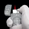 Hg Creative Carving Process Windproof Lighter Metal Single Flame Direct Impact IATAble Lighter Cigarette Set Wholesale