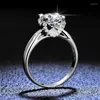 Cluster anneaux de luxe PT950 Platinum Ring GRA Certified 1CT Moissanite for Women Engagement Promise Band de mariage Fine Jewelry