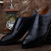 Chaussures décontractées ourui True Autrrich en cuir mâle formel noir authentique set pieds célibataires hommes célibataires