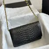 Miroir Quality Classic Wallet on Chain Sacs mini rabat matelassé Black Purse Femmes en cuir authentique Caviar Crocodile Skin à main