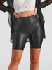 Frauenshorts hohe Taille Matte Leder Biker Frauen lässig Stretch PU Bodycon Ladies Body Shaper Hosen benutzerdefinierte Clubbekleidung