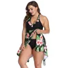 Dames badmode vrouwen oversized onregelmatige conservatieve zwempak vergrote rok print bikini's sets buikbedekking split groothandel