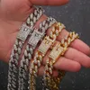 Bijoux punk personnalisés Hip Hop Crystal Rinaste Diamonds Gold Cuban Chain Collier pour hommes et femmes Bijoux fins