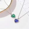 Colar de pingente de pingente de luxo de cristal de cristal pingente para mulheres colarinho de strasslete titanic coração de oceano azul verde jóias de jóias de jóias j240509