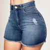 Damenshorts Denim Summer Lady Kleidung hohe Taillenfranzlättchen mit gerissenen Jeans mit Taschen