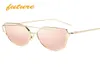 Zonnebrillen hele toekomst Cat Eye Women 2021 Design Mirror Flat Rose Gold Vintage Cateye Fashion Sun Glasses Lady UV400 Female16126775