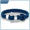 Bracelets de charme Mkendn Bracelet à corde nautique minimaliste Bracelet Double Strand en acier inoxydable B Embardle de boucle de survie des hommes Y240510 pour les hommes Y240510