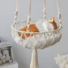 Cat Beds Furniture Large Macrame HandWoven Hammock Basket Fruit Hanging Household Pet Dog Swing Net Bag Gift5170041