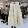 Jupes kusahiki élégant fleurs 3d maille femme coréenne haute causalité causale en ligne longue jupe fadas de mujer 2024 bas