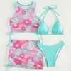 Traje de baño de baño de 4 piezas Tankini Y2K Bikini Set Triangle Triangle Swimsuit Falda Top Halter Women Beachwear traje de baño