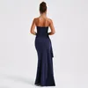 Vrouwen stedelijke sexy jurken mouwloze strapless hoge taille split formele bruiloftsfeestavond maxi jurk