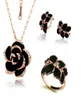 Bridesmaid Jewelry Set for Wedding Enamel mountain Camellia Rose Gold Rose Flower chains Necklace Earring For Women Rings Party Je1011846