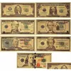 Party Favor 7pcs Notes commémoratives Gold Plated Dollar Euros Fake Money Quality Gifts Collection Decoration Drop Livrot Home G DHCCS
