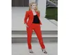 Оранжевые красные женские деловые костюмы женские брюки костюмы женские брюки костюмы 2 кусочки покрывающие штаны Custom Made9218561