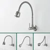 Kitchen Faucets Stainless Steel Flexible Water Faucet Wall Mounted Single Cold Tap Hole Torneira Cozinha Grifos De Cocina
