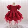 Meisje jurken baby bloem bruiloft luxe feest toddle kids mode doop prinses kleding baby kinderen verjaardag prom jurk