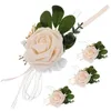 Decorative Flowers 4 Pcs Wrist Flower Wedding Bride Corsage Wristbands Bridesmaid Straps The Bridal