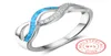 Real 925 Sterling Silver Promise Rings Blue Opal Stones Rhodium Plated sieraden Design verlovingsring voor vrouw9431880