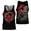 Samurai Oni Mask Tattoo 3D All Over Imprimé Men Vest Summer Harajuku Tshirt Sans mange