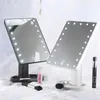 Espejos compactos LED Touch Sensitive Mage Showup Seple con 22 cuentas de luz y escritorio giratorio de 360 ° equipado una caja de almacenamiento para Q240509