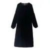 Casual jurken herfst winter lange lantaarn mouw jurk dames 2024 elegant temperament losse dunne a-lijn vestidos 11 kleuren