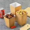 3pcs Geschenkverpackung 12 Stück reine braune Kraft Popcorn Boxes Container Geburtstagsfilmpartybevorzugt behandeln Taschen Hochzeit Brautgäste Geschenke Schachtel