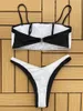 Women's Swimwear Sexy Splicing Mid Waist Brazilian Bikini Female Swimsuit Women Two-pieces Set Bather Bathing Suit Swim K4803