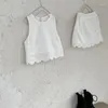 Одежда набор двух пьесов детской принцессы для девочек летняя лесная короткая юбка 2024, детская сладкая, выпадающая вязание крючком