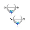 Nipple Rings Blue Crystal Nipple Piercing Jewelry 14G Cz Shiny Nipple Ring Barbell Piercings Round Nipples Bars Wings Piercing Pezon Mujer Y240510