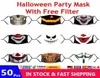 Partymasken 50pcs Erwachsene Kinder Horror Ghost Anime Party Halloween Face Masken 3D bedrucktes Baumwollwaschable wiederverwendbares Mundschutz mit P2923332