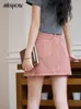 Skirts MISHOW Hip Wrapped 100 Cotton Denim Skirt Female 2024 Summer High Waist Slim Pockets Retro A-line Solid Short MXD14B0240