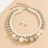 Collier Boucles d'oreilles Set en couches Big Imitation Pearl et CCB Ball Bouded Choker Stud For Women Trendy 2024 Bijoux de mode Gift