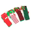 Donne calzini 1 paio di ornamenti natalizi a strisce lunghe calze gamba calda alta per ragazze ginocchine
