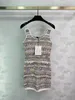 Urban Sexy Dresses Designer Spring/Summer Colorful Stripe Contrast Metal Button Slim Fit Sticked U-Neck Tank Top Long Dress 4aig