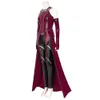 Kvinna Wanda Maximoff Cosplay Costume Scarlet Witch Headwear Cloak and Pants Full Set Outfit