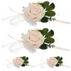 Decorative Flowers 4 Pcs Wrist Flower Wedding Bride Corsage Wristbands Bridesmaid Straps The Bridal