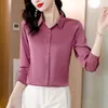 Chemises de printemps de chemisiers pour femmes pour femmes Satin à manches longues Blouse Office Lady Fashion Silk Shirt Ol Elegant Ladies Tops