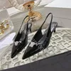 Top quality Silver buckle leather Silk Pointy toes slingback sandals pumps heel Kitten heels Dress shoes Stiletto heels Luxury designer shoes Dinner Office shoes sl