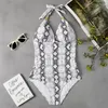 Women's Swimwear Summer Beachwear Swimming Suits Bathing Suit Woman Fashion Leopard Print Halter Backless One Piece Swimsuit Women