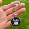 Trump 2024 Flag Keychain Save America Again à nouveau créative Glass Cabochon Pendant Pendants Clées Chains pour hommes Femmes Cèche