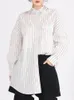 Blouses pour femmes Xiwen 2024 Spring Simple Commutiting Style Design Selon Loose et Casual Versatile Mid Longle Stripe Shirted Top