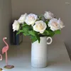 Fleurs décoratives 5pcs Hand Selon hydratant rose artificiel décor de mariage réel tactile bouquet de mariée maison salon floral