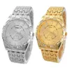 Armbandsur Silvergold Mens Watches Top Brand Clock Diamond Metal Strap Analog Quartz Hour Fashion Wrist Masculino 224J